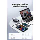ONTECH - Ugreen Nexode 100w Gan Masaüsü Hızlı Şarj Cihazı Type-c Qc Pd 4 Portlu 3xusb-c 1xusb-a Gri 90928