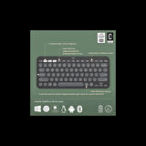 Logıtech K380s, Pebble Keys 2,  Siyah, 920-011859, Bluetooth, Türkçe, Q, Multimedya, Mini Klavye