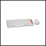 Logıtech Pop Icon Combo, Beyaz-turuncu, 920-013076, Kablosuz, Türkçe Q, Klavye Mouse Set