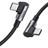 ONTECH - Ugreen Usb-c 60w 3a Qc Pd Çift Tarafı 90 Derece Örgülü Hızlı Şarj Kalosu 2 Mt Siyah 70531