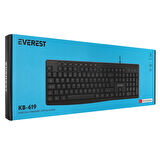 Everest Kb-619, Usb Kablolu, Türkçe Q, Standart Klavye (siyah)
