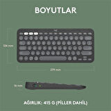 ONTECH - Logıtech K380s Pebble Keys 2 Çoklu Cihaz Özellikli Bluetooth Türkçe Q Klavye Gri 920-011859