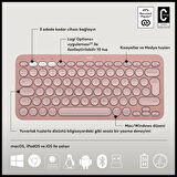 Logıtech Pebble 2 Combo, Rose, 920-012247, Bluetooth, Türkçe, Q, Multimedya, Mini Klavye Mouse Set