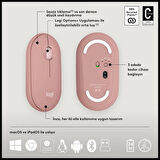 Logıtech Pebble 2 Combo, Rose, 920-012247, Bluetooth, Türkçe, Q, Multimedya, Mini Klavye Mouse Set