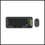 Logıtech Pop Icon Combo, Siyah-yeşil, 920-013075, Kablosuz, Türkçe Q, Klavye Mouse Set