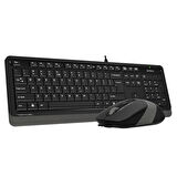 ONTECH - A4 Tech F1010 Q Usb Gri Mm Kablolu Klavye Mouse Set