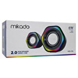 Mıkado Md-176, 6w, 1+1, Masaüstü, Rgb Aydınlatma, Usb, Siyah Kasa, Speaker