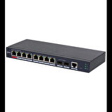 Dahua S4210-8gt-110, 8port, Gigabit, 8 Port Poe, 110w, +2 Port Gigabit Uplink, Longe Range 250mt., Cloud Yönetilebilir, Switch