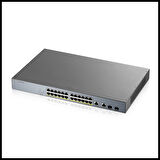 Zyxel Gs1350-26hp, 26 Port, Gigabit, 24 Port Poe 375w, +2port Gigabit Sfp, Yönetilebilir, Rackmount Cctv Switch