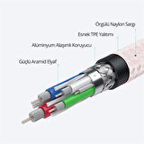 ONTECH - Aukey Cb-cd45-wh Pd Naylon Örgülü Type-c Type-c Şarj Kablosu 0.9mt