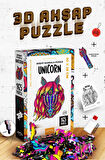 Unicorn Temalı 165 Parça Renkli Ahşap Puzzle Çocuk Pazıl  Yapıştırıcı Hediyeli