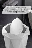 5 Parça Vanity Klik Kapaklı Banyo Seti - Dekoratif Çöp Kovası Diş Fırçalık Sabunluk Fırça Seti