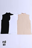KADIN SIFIR KOL BOĞAZLI BODY 3LÜ SET 