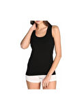 Tutku 0136 (4-NO-XL) 3 ADET Kadın Ribana %100 Pamuk GENİŞ Askılı Atlet siyah