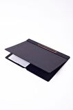 Turgut Office Deri Kapaklı Masa Sümeni Siyah Ahşap Detaylı 50x35cm