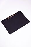 Turgut Office Deri Kapaklı Masa Sümeni Düz Siyah Ahşap Detaylı 50x35cm