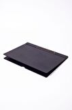 Turgut Office Deri Kapaklı Masa Sümeni Düz Siyah Ahşap Detaylı 50x35cm
