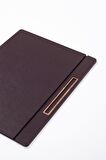 Turgut Office Deri Kapaklı Masa Sümeni Kahve Ahşap Detaylı 50x35cm