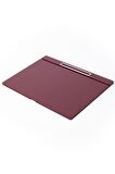 Turgut Office Deri Kapaklı Masa Sümeni Bordo Krom Detaylı 50x35cm