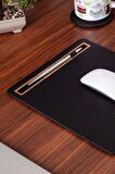 Turgut Office Deri Mousepad Siyah Ahşap Detaylı