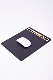 Turgut Office Deri Mousepad Düz Siyah Gold Detaylı