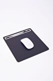 Turgut Office Deri Mousepad Düz Siyah Krom Detaylı