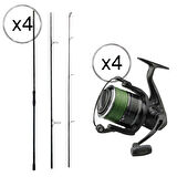 YekOutdoor Profesyonel 4'lü  Göl Olta Seti Prologic C-Series 12FT 360 cm 3.5 lb 3 Parça&Dam 7000S FD 3+1BB Olta Makinesi