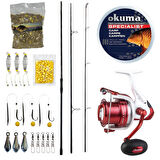 YekOutdoor Profesyonel Göl Oltası Seti Prologic C-Series 13FT 390cm 3 Parça&Okuma Wave X-8000 3+1BB Olta Makinesi