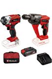 Einhell TE-CI 18/1 LI 2.5 Ah Tek Akülü Darbeli Vidalama + TE-HD 18 Li Pnömatik Matkap