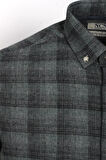 Erkek Gömlek Uzun Kol Haki Ekose Kareli Flanel Yün Tuşeli Slim Fit Düğmeli Yaka Shirt NCS JEANS 7266