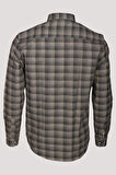 Erkek Gömlek Uzun Kol Bej Ekose Kareli Flanel Yün Tuşeli Slim Fit Düğmeli Yaka Shirt NCS JEANS 7266
