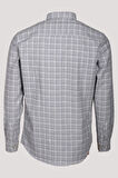 Erkek Gömlek Gri Uzun Kol Ekose Kareli Flanel Yün Tuşeli Slim Fit Düğmeli Yaka Shirt NCS JEANS 7270
