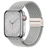 Unico Apple Watch Tüm Seri 42-44-45-49mm İle Uyumlu Lastik Örgü ve Ayarlı Magnet Tokalı Esnek Kordon