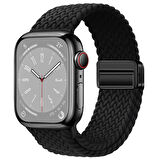 Unico Apple Watch Tüm Seri 38-40-41mm Uyumlu Lastik Örgü ve Ayarlı Magnet Tokalı Esnek Kordon