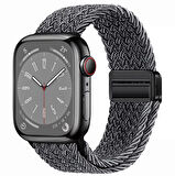 Unico Apple Watch Tüm Seri 38-40-41mm Uyumlu Lastik Örgü ve Ayarlı Magnet Tokalı Esnek Kordon
