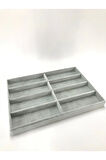 Yerli Üretim New York Model Süet Süet Kumaş Gri Renk 34/24 Cm Bölmeli Çekmece Içi Gözlük Standı