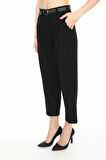 BELİZZİA BOYFRİEND KEMERLİ SİYAH KADIN PANTOLON 