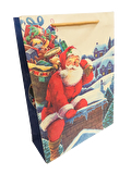 YILBAŞI KARTON ÇANTA NOEL BABA VE OYUNCAKLAR VİNTAGE KRAFT 28CM X 37CM - 1 ADET