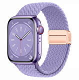 Unico Apple Watch Tüm Seri 42-44-45-49mm İle Uyumlu Lastik Örgü ve Ayarlı Magnet Tokalı Esnek Kordon