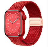 Unico Apple Watch Tüm Seri 42-44-45-49mm İle Uyumlu Lastik Örgü ve Ayarlı Magnet Tokalı Esnek Kordon