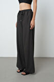 Kadın Düz Renk Kumaş Bol Paça Beli Lastikli Pantolon