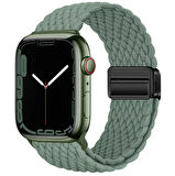Unico Apple Watch Tüm Seri 42-44-45-49mm İle Uyumlu Lastik Örgü ve Ayarlı Magnet Tokalı Esnek Kordon