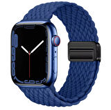 Unico Apple Watch Tüm Seri 42-44-45-49mm İle Uyumlu Lastik Örgü ve Ayarlı Magnet Tokalı Esnek Kordon