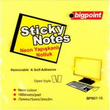 Bigpoint Yapışkanlı Not Kağıdı 75X75 Mm Neon Sarı Bp807-15 (12 Li Paket)