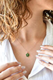 JADE SHINE 925 Ayar Rose Yeşil Lotus Kolye