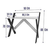 Reyo Home Enda X Ayaklı Raflı Ders Çalışma Masası 50x90 cm Antrasit - Beyaz