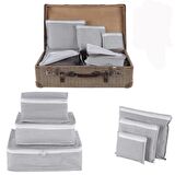 Piev Seyahat Yolculuk Valiz Bavul Düzenleyici Organizer 6 Lı Set Gri Çizgili