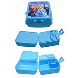 Piev 2 Bölmeli Kilitli Çatal Kaşıklı Frozen Beslenme Kabı Mavi