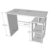 Reyo Home Enda Star-e 2 Raflı Kütüphaneli Çalışma Masası 100x56 cm Atlantik Çam