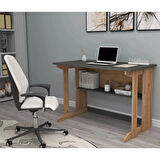 Reyo Home Enda Pillar Kütüphaneli Geniş Çalışma Masası 100x56 Cm Çam - Antrasit